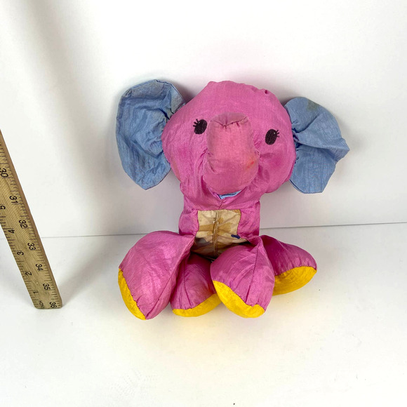 Fisher Price 1995 Puffalump Pink and Blue Elephant Rattle Major Stains - Picture 1 of 7